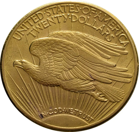 $20 Double Eagle St Gaudens Head Gold Coin — back