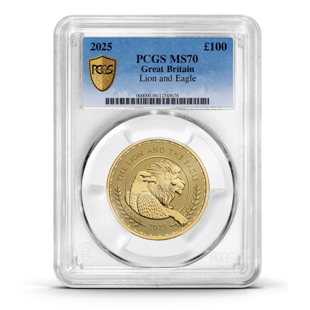 PCGS Certified 2025 Lion and Eagle 1oz Gold Coin