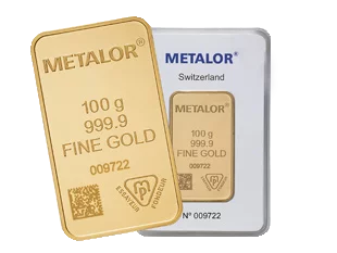 Metalor 100 Grams Gold Bar