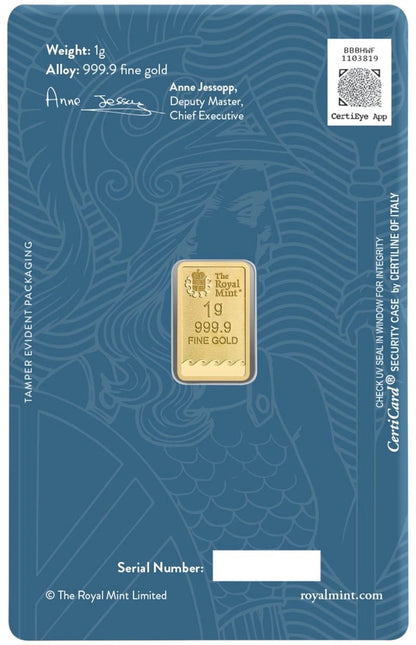 1g Gold Britannia Minted Bar — back