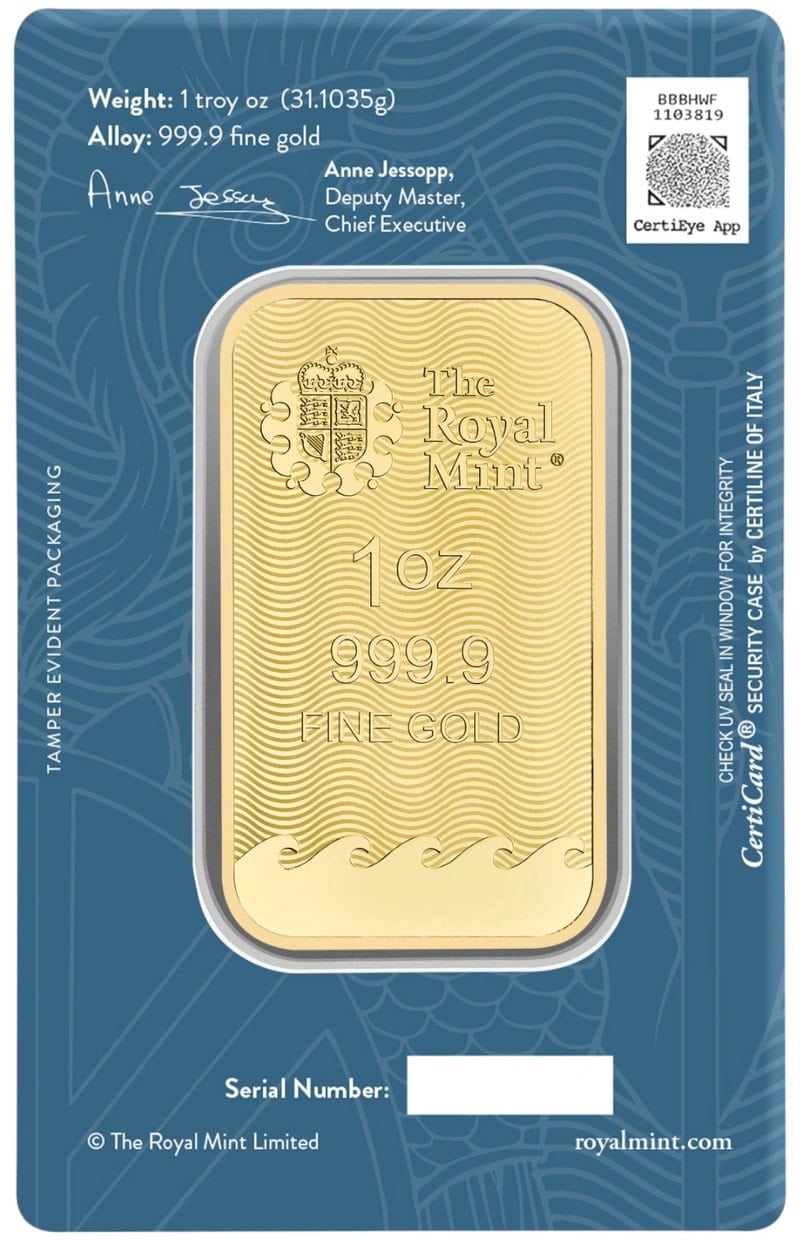 1oz Gold Britannia Minted Bar — back