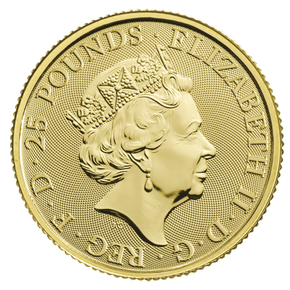 1/4oz Gold Queen Beast White Greyhound of Richmond (2021) — obverse