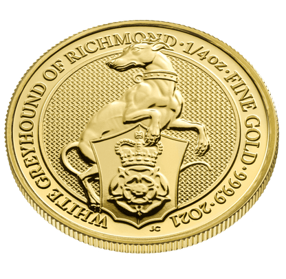 1/4oz Gold Queen Beast White Greyhound of Richmond (2021) — reverse and edge