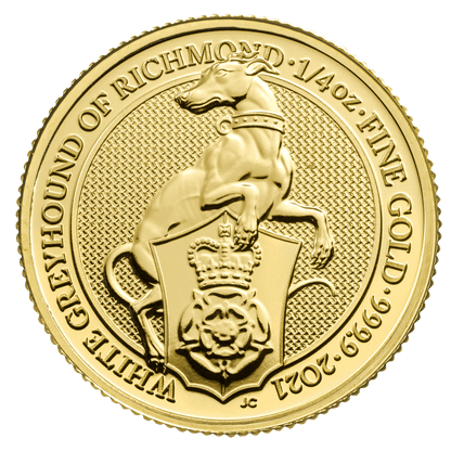 1/4oz Gold Queen Beast White Greyhound of Richmond (2021) — reverse