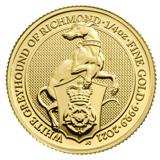 1/4oz Gold Queen Beast White Greyhound of Richmond (2021) — reverse