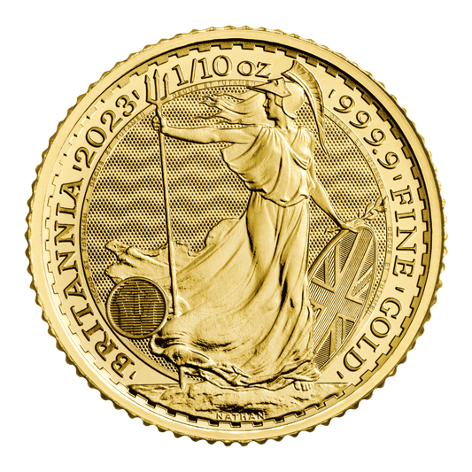 1/10 oz Gold Britannia QEII Coin 2023 — reverse