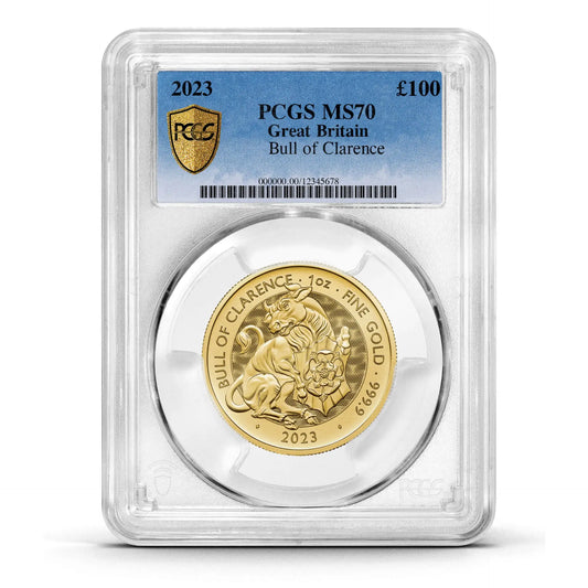 PCGS Certified 2023 Tudor Beasts Bull of Clarence 1oz Gold Coin