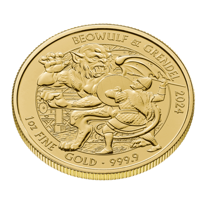 Beowulf Myths and Legends 1oz Gold Coin 2024 — reverse and edge