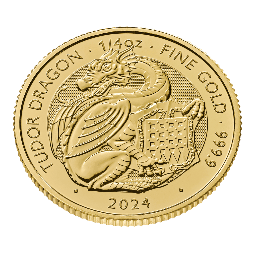 The Tudor Beasts Dragon 1/4oz Gold Coin 2024 — reverse and edge