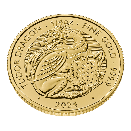 The Tudor Beasts Dragon 1/4oz Gold Coin 2024 — reverse and edge