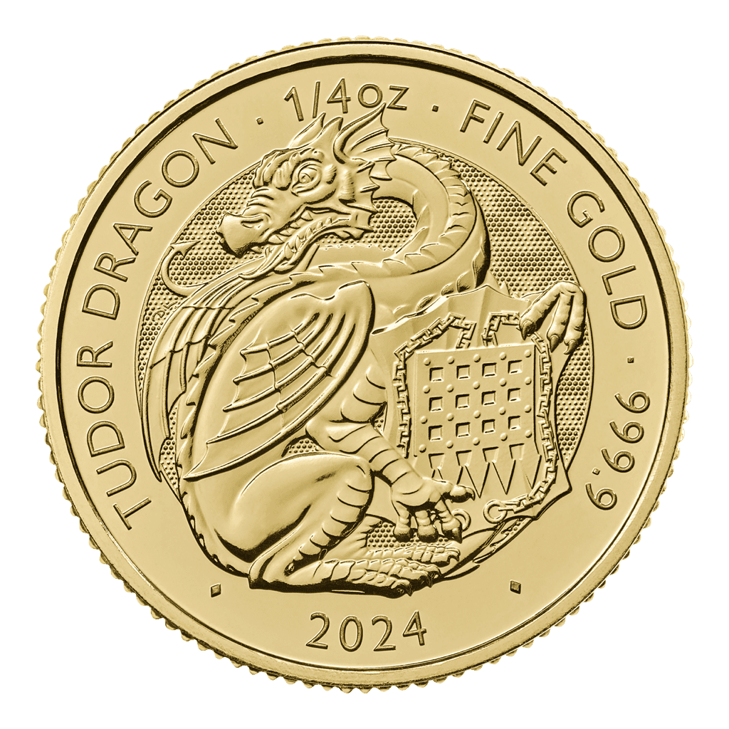 The Tudor Beasts Dragon 1/4oz Gold Coin 2024 — reverse