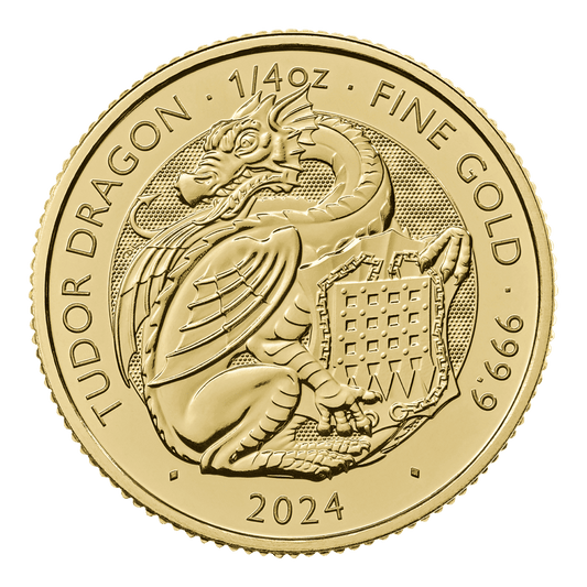 The Tudor Beasts Dragon 1/4oz Gold Coin 2024 — reverse