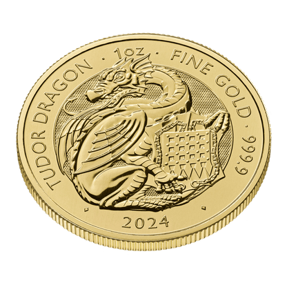 The Tudor Beasts Dragon 1oz Gold Coin 2024 — reverse and edge