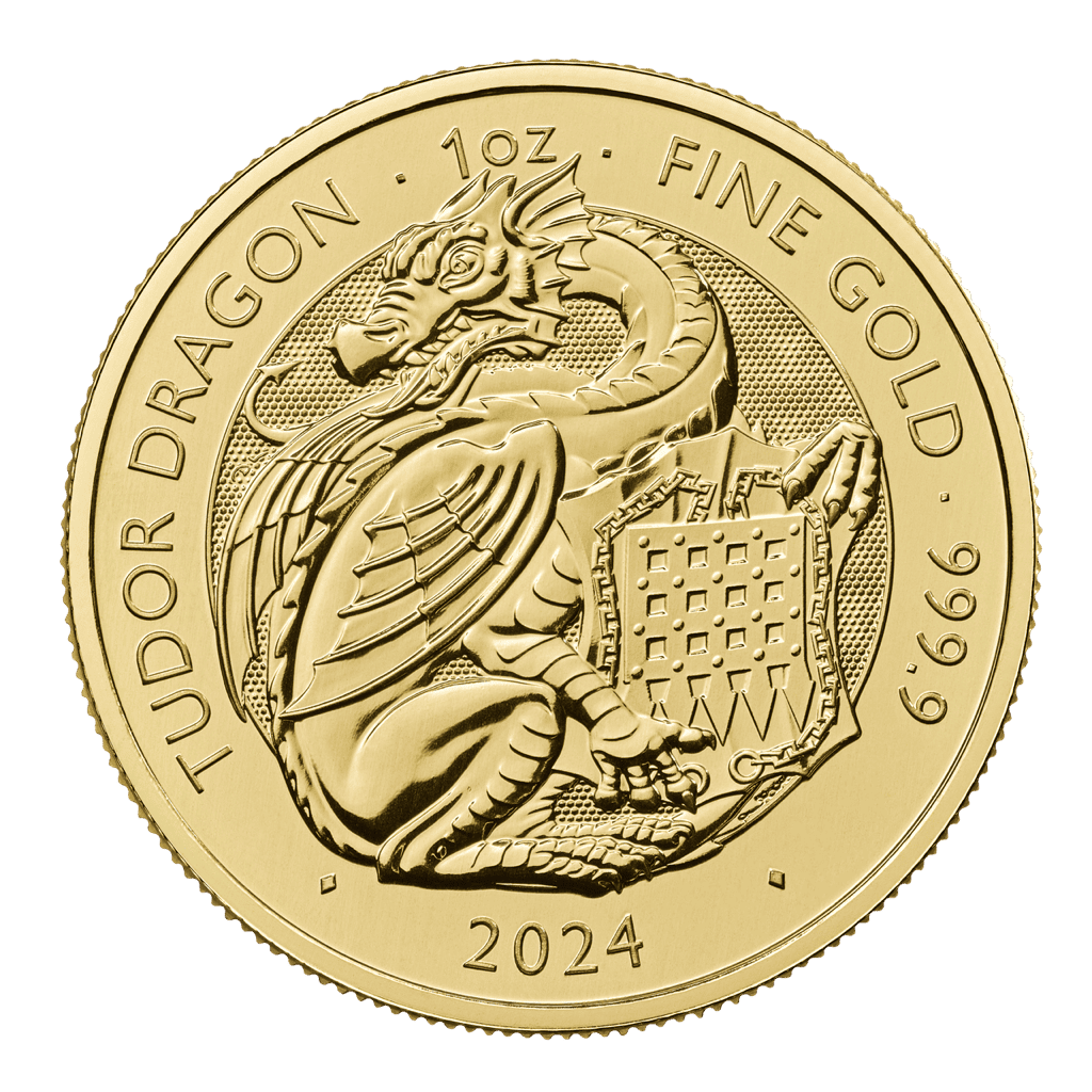 The Tudor Beasts Dragon 1oz Gold Coin 2024 — reverse