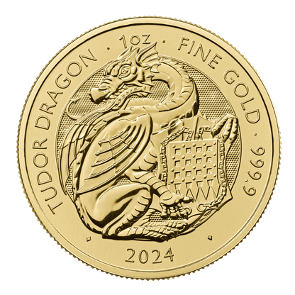 The Tudor Beasts Dragon 1oz Gold Coin 2024 — reverse