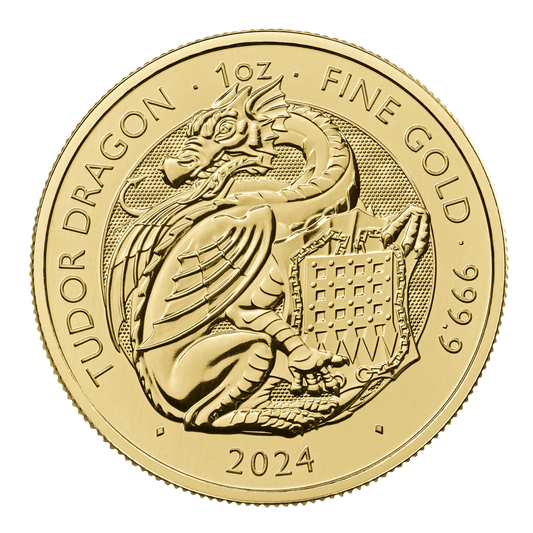 The Tudor Beasts Dragon 1oz Gold Coin 2024 — reverse