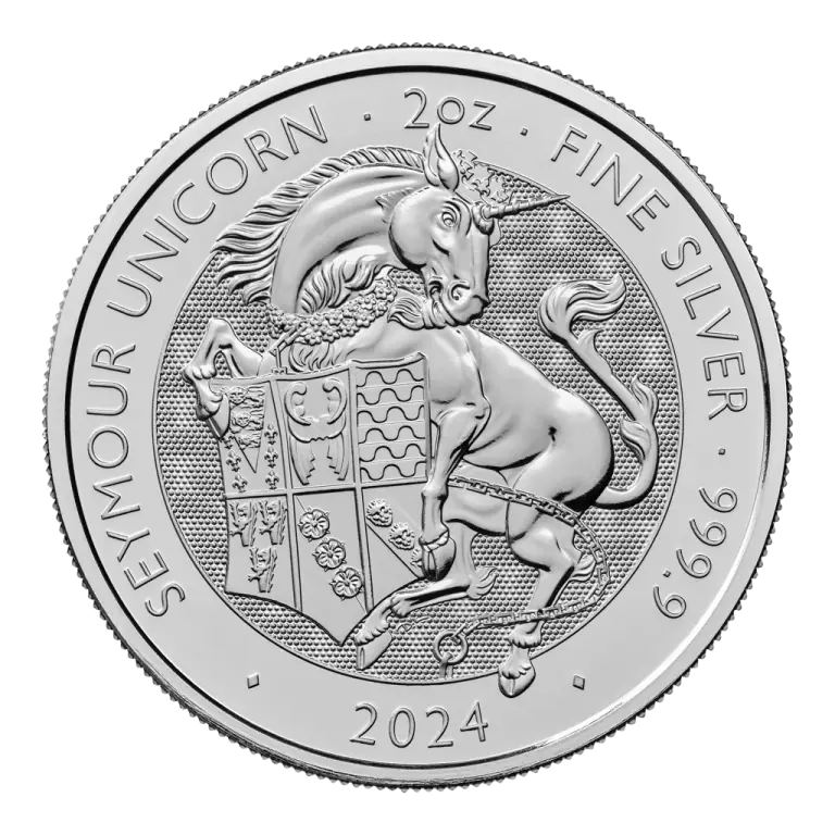 Seymour Unicorn – Tudor Beasts 2oz Silver Coin 2024 Seymour Unicorn – Tudor Beasts 2oz Silver Coin 2024