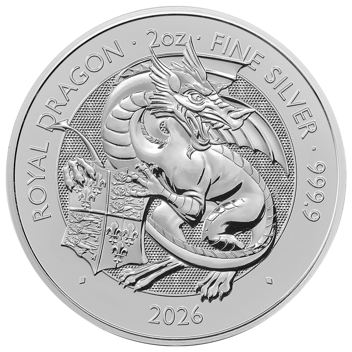 2026 UK Tudor Beasts Royal Dragon 2oz Silver Coin