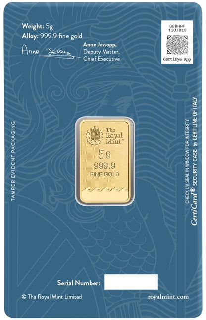 5g Gold Britannia Minted Bar — back