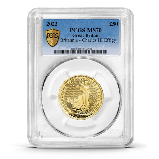 PCGS Certified 2023 Britannia King Charles III 1/2oz Gold Coin
