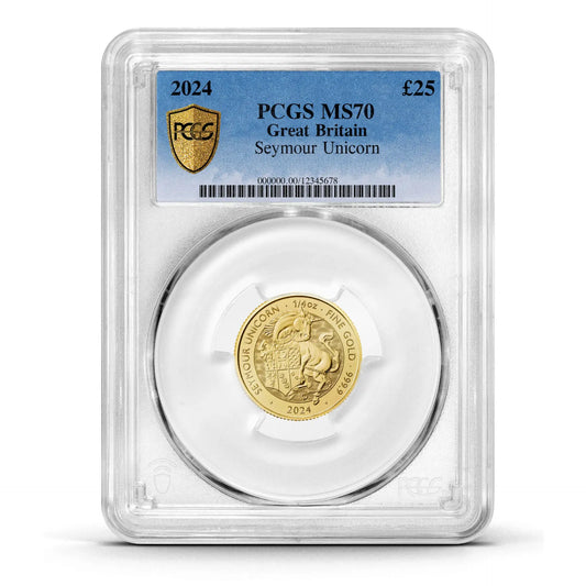 PCGS Certified 2024 Tudor Beast Seymour Unicorn 1/4oz Gold Coin