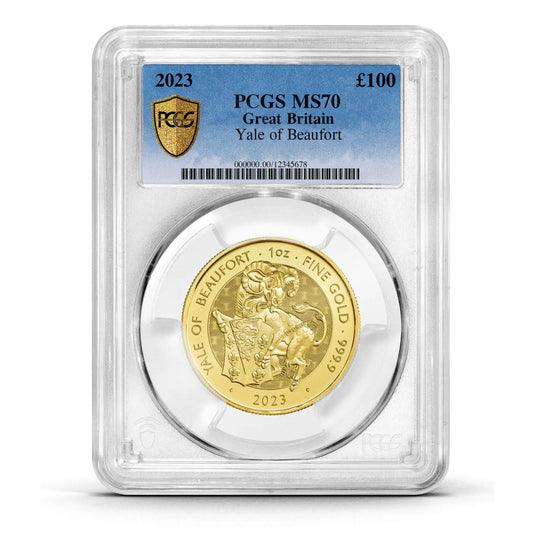 PCGS Certified 2023 Tudor Beast Yale of Beaufort 1oz Gold Coin