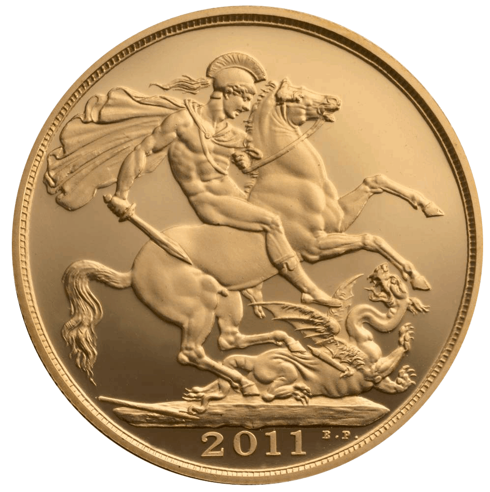 £2 British Gold Coin – Double Sovereign — reverse