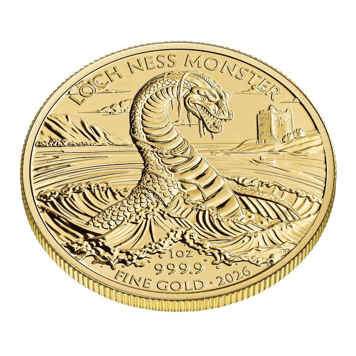 2026 Loch Ness Monster Legendary Creatures 1oz Gold Coin — reverse and edge