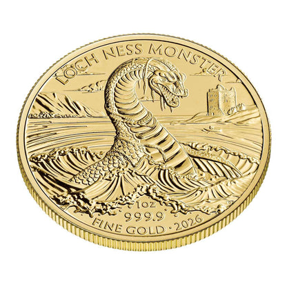 2026 Loch Ness Monster Legendary Creatures 1oz Gold Coin — reverse and edge