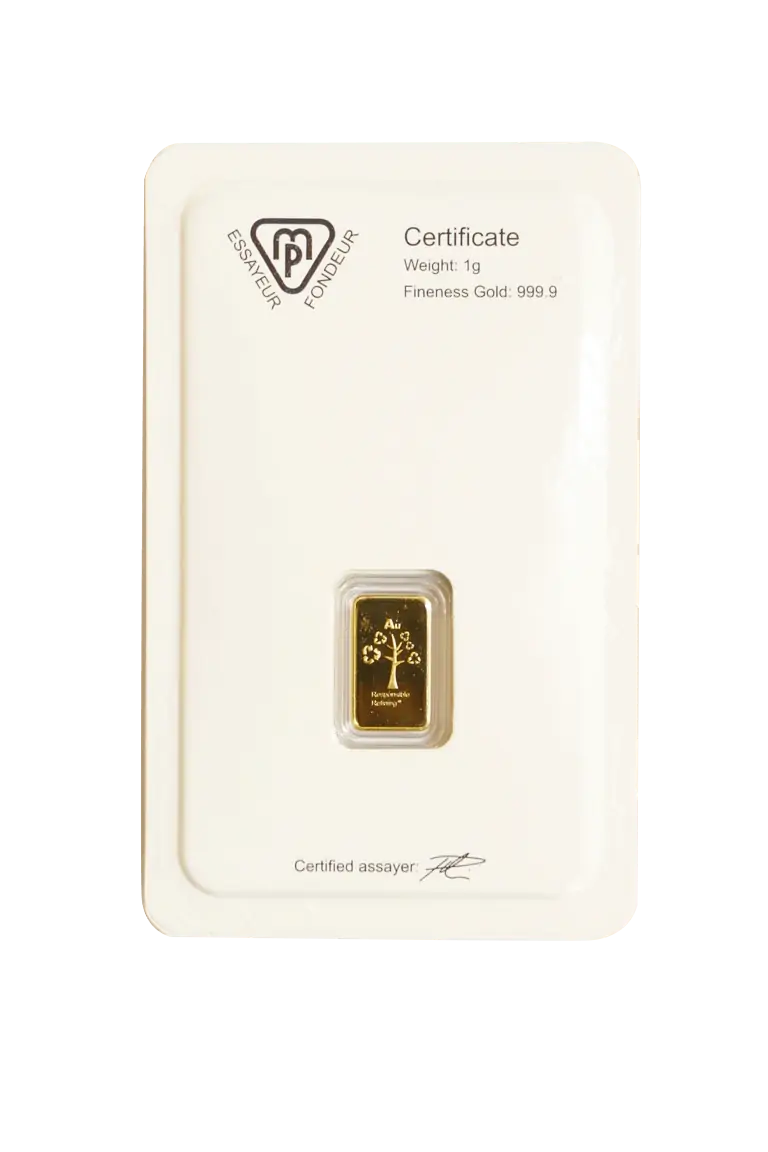 Metalor 1 Gram Gold Bar
