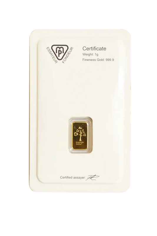 Metalor 1 Gram Gold Bar