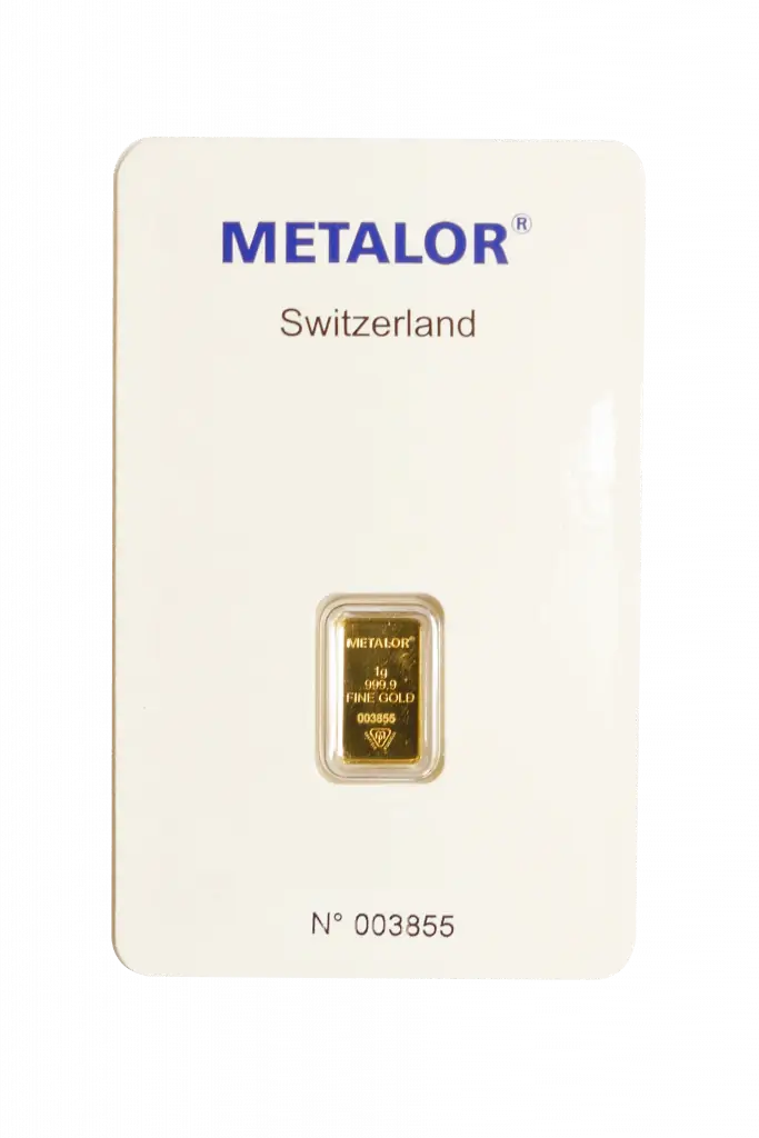 Metalor 1 Gram Gold Bar
