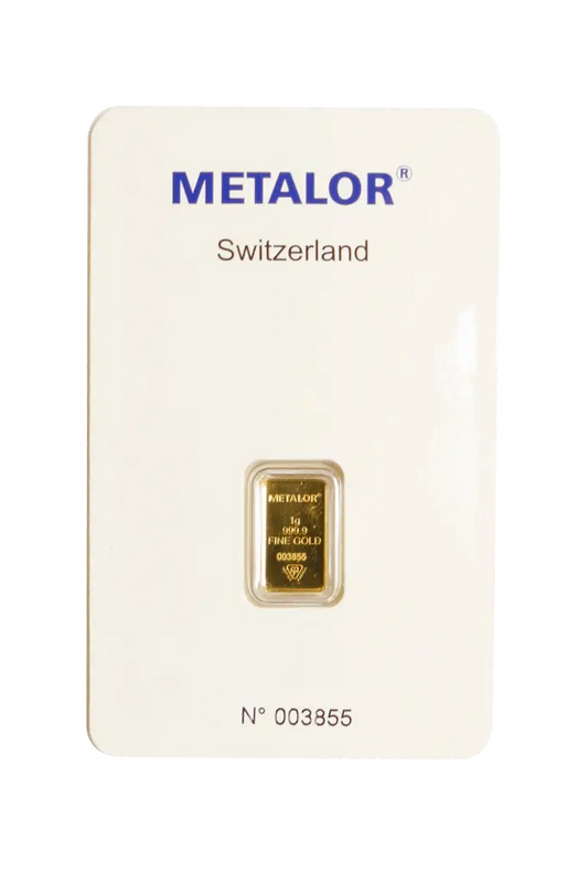 Metalor 1 Gram Gold Bar