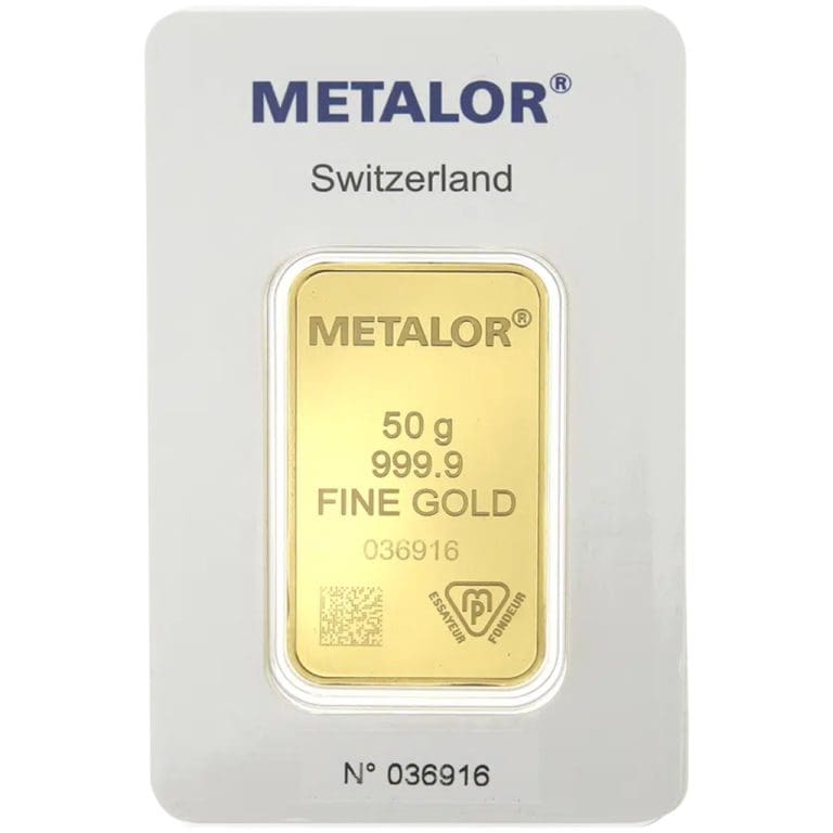 Metalor 50 Grams Gold Bar – Woodbury Gold Vault