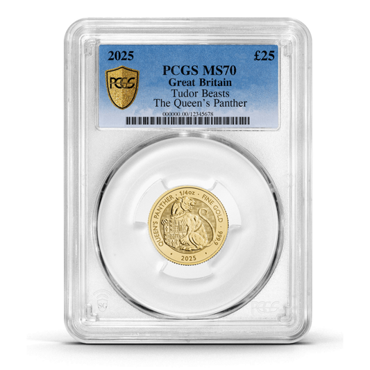 PCGS Certified 2025 Tudor Beasts Queen’s Panther 1/4oz Gold Coin