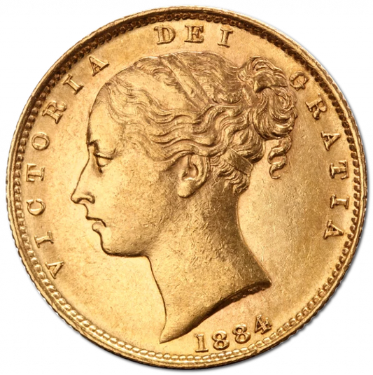 1884 Sovereign Victoria Young Head (Shield Back) Gold Coin